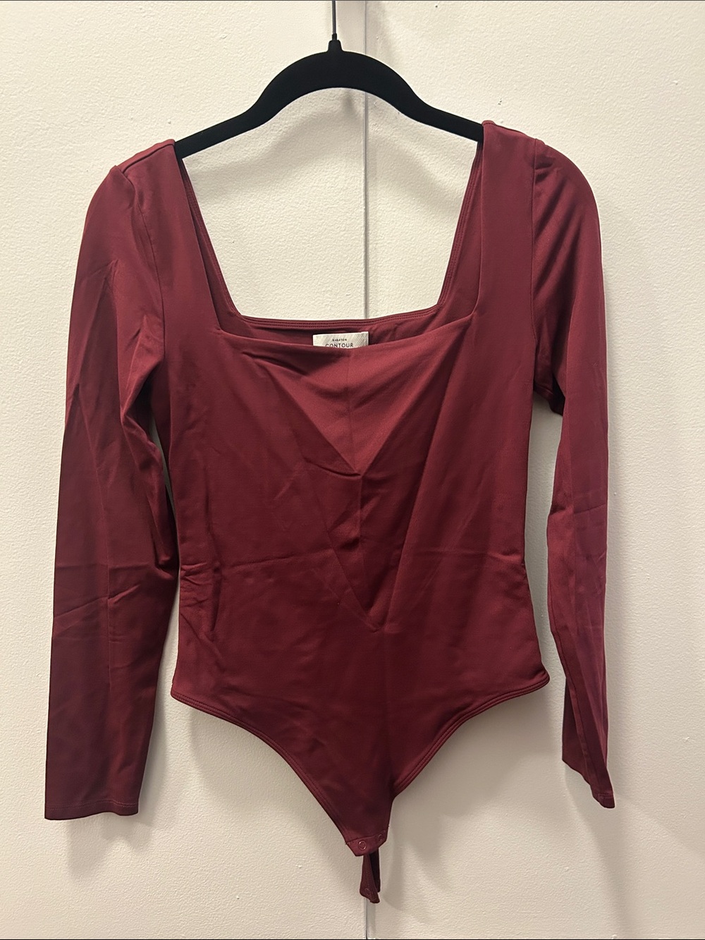 Aritzia Long Sleeve Square Neck Bodysuit - Wine